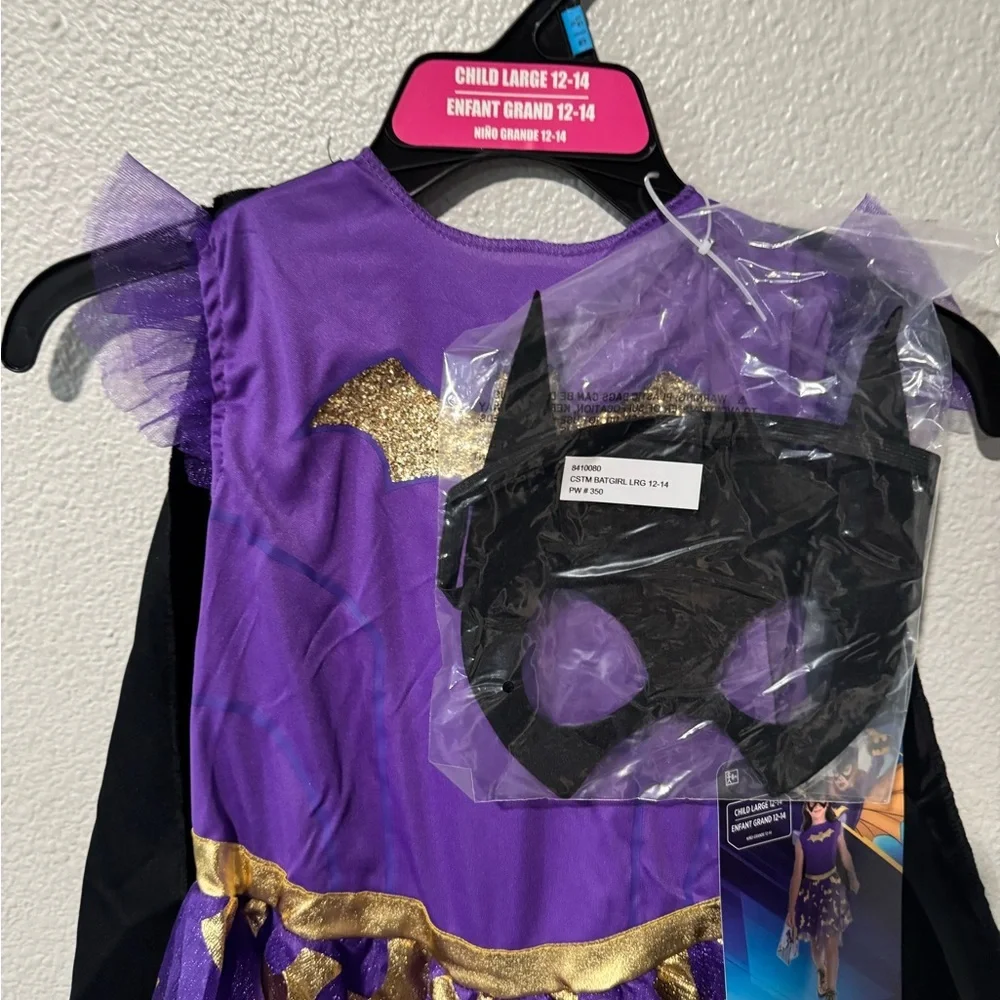 DC Glitter Bat Girl Halloween Costume dress and mask for Girls size large